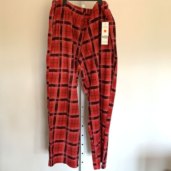 NWT!! Red Plaid Fleece Drawstring Pajama Pants Unisex Size 3X - Picture 2 of 8